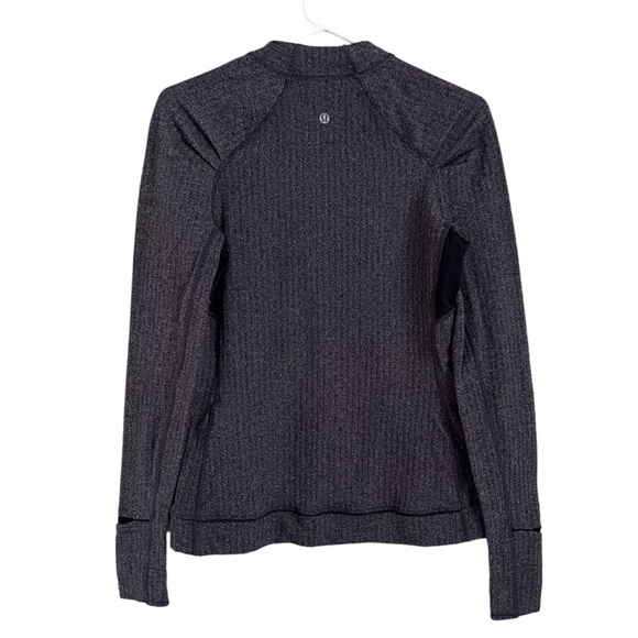 Lululemon Women’s Think Fast Heathered Herringbone Black Grey Long Sleeve Size 8 - Picture 3 of 11